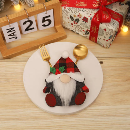 Christmas Cartoon Style Santa Claus Polyester Family Gathering Party Festival Cutlery Bag