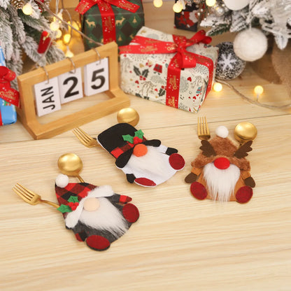 Christmas Cartoon Style Santa Claus Polyester Family Gathering Party Festival Cutlery Bag