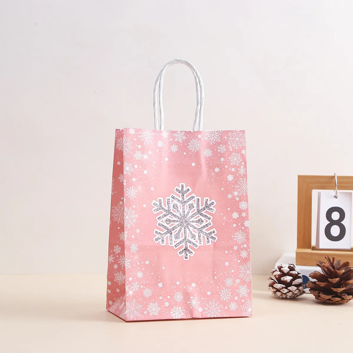 Christmas Cartoon Style Snowflake Kraft Paper Party Festival Gift Bags