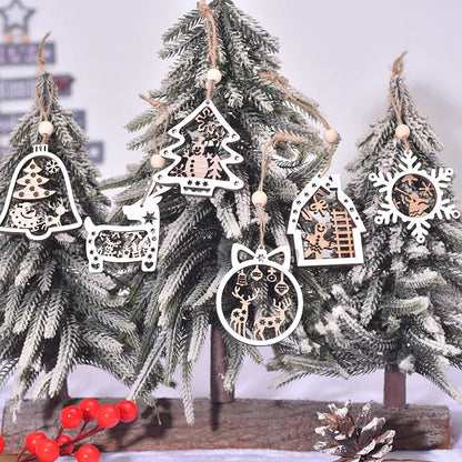 Christmas Casual Christmas Tree House Snowman Wood Party Festival Hanging Ornaments