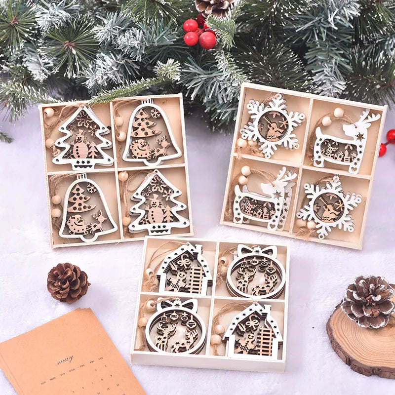 Christmas Casual Christmas Tree House Snowman Wood Party Festival Hanging Ornaments