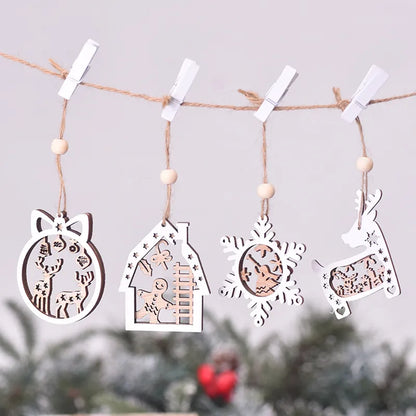 Christmas Casual Christmas Tree House Snowman Wood Party Festival Hanging Ornaments