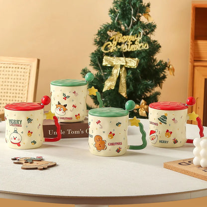 Christmas Casual Vacation Cartoon White Porcelain Water Bottles 1 Piece