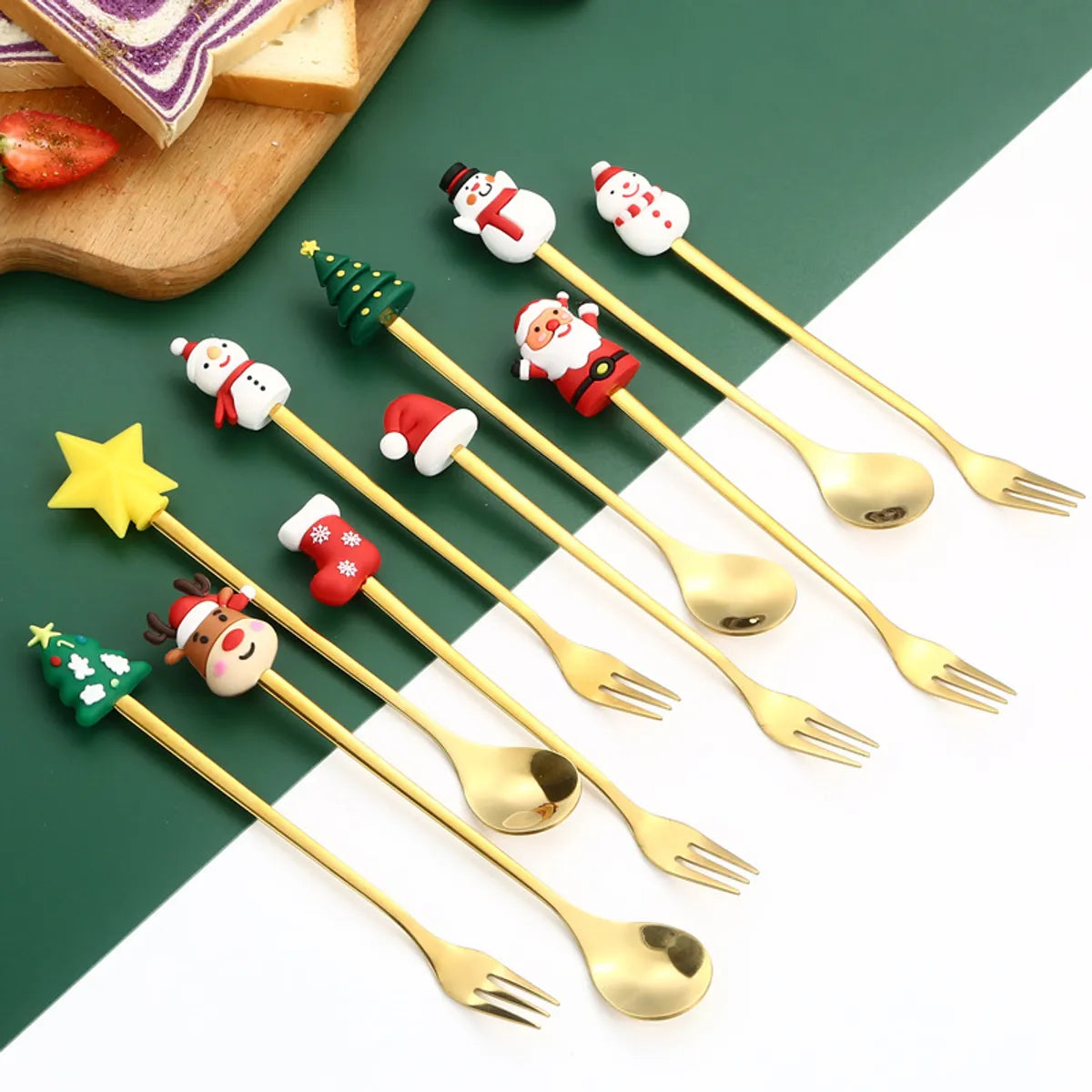 Christmas Casual Vacation Letter 410 Stainless Steel Spoon 1 Set