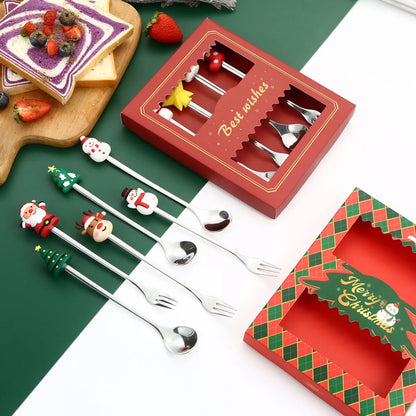 Christmas Casual Vacation Letter 410 Stainless Steel Spoon 1 Set