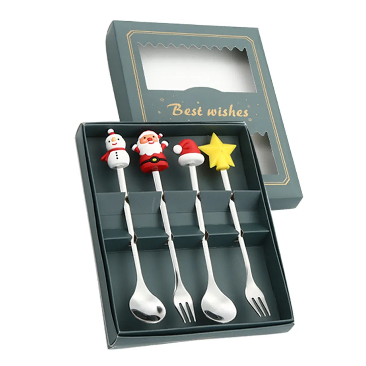 Christmas Casual Vacation Letter 410 Stainless Steel Spoon 1 Set