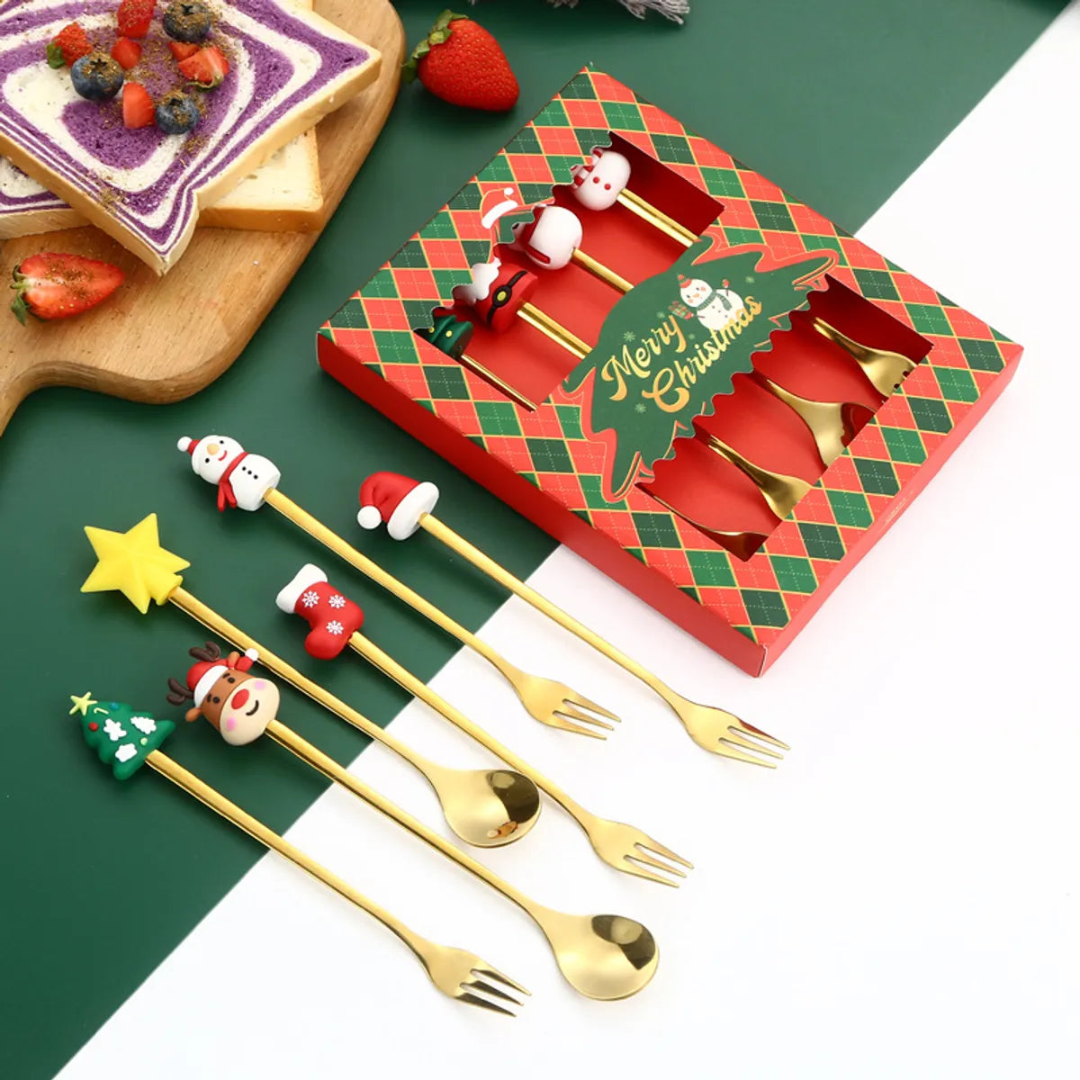 Christmas Casual Vacation Letter 410 Stainless Steel Spoon 1 Set