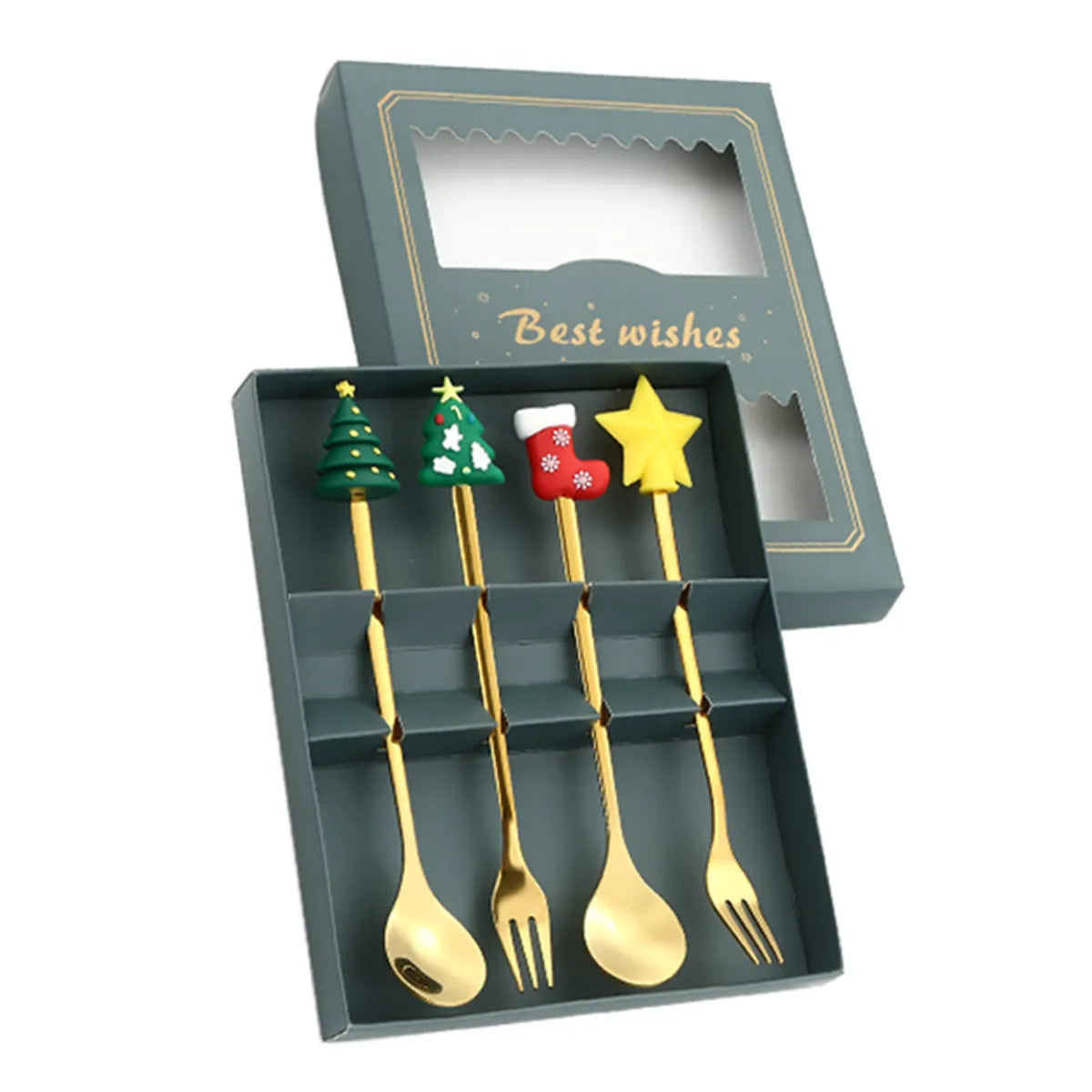 Christmas Casual Vacation Letter 410 Stainless Steel Spoon 1 Set