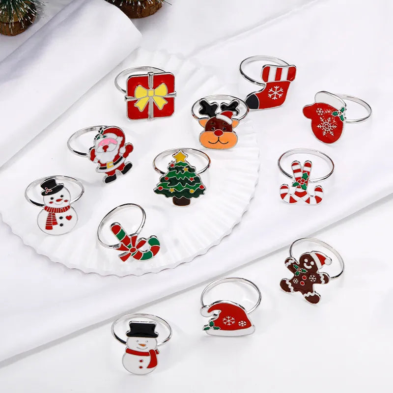 Christmas Casual Vacation Santa Claus Alloy Napkin Ring 1 Piece