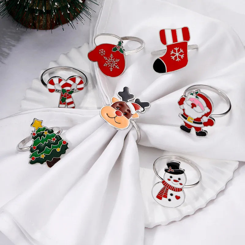 Christmas Casual Vacation Santa Claus Alloy Napkin Ring 1 Piece