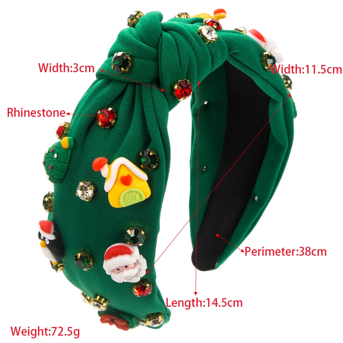 Christmas Christmas House Christmas Tree Santa Claus Cloth Rhinestone Hair Band