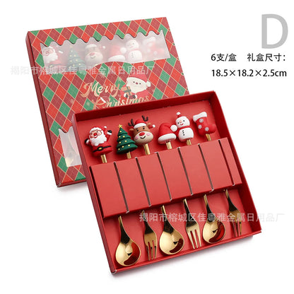 Christmas Christmas Santa Claus Stainless Steel Spoon Fruit Fork