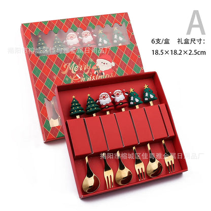 Christmas Christmas Santa Claus Stainless Steel Spoon Fruit Fork