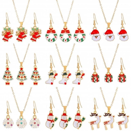 Christmas Classic Style Christmas Hat Christmas Tree Santa Claus Alloy Enamel Plating Inlay Artificial Rhinestones 18k Gold Plated Gold Plated Women's Earrings Necklace