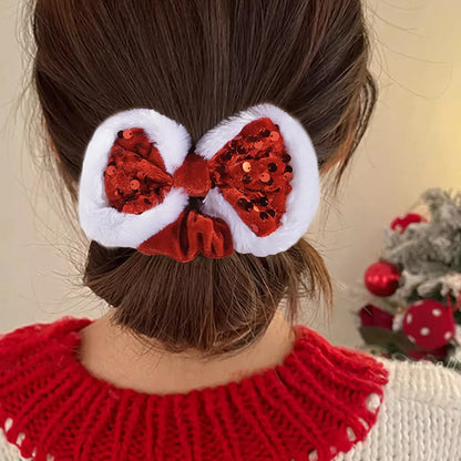 Women'S Christmas Classic Style Streetwear Bow Knot Flannel Hair Tie