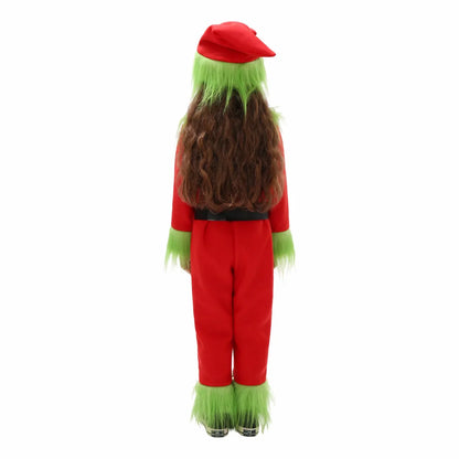 Christmas Costume Christmas Green Fur Monster Cos Children'S Performance Costume Christmas Dress Up Party Campus Festival Performance Costume