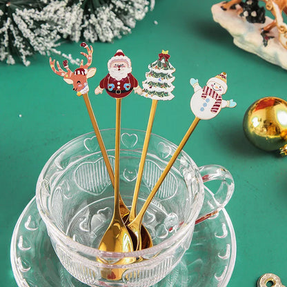 Christmas Cute Cartoon 304 Stainless Steel Spoon Fruit Fork 1 Piece 1 Set