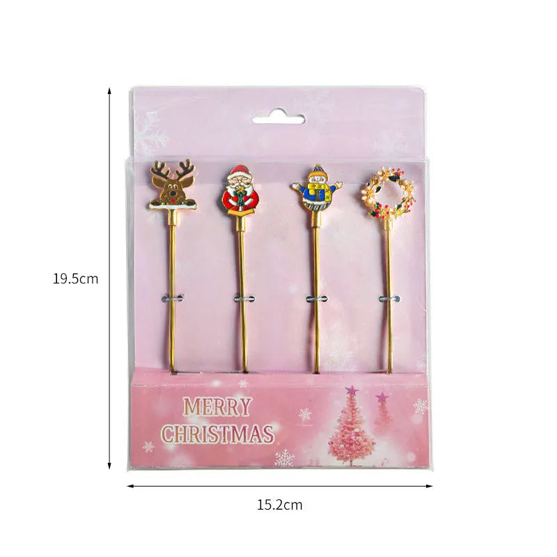 Christmas Cute Cartoon 304 Stainless Steel Spoon Fruit Fork 1 Piece 1 Set