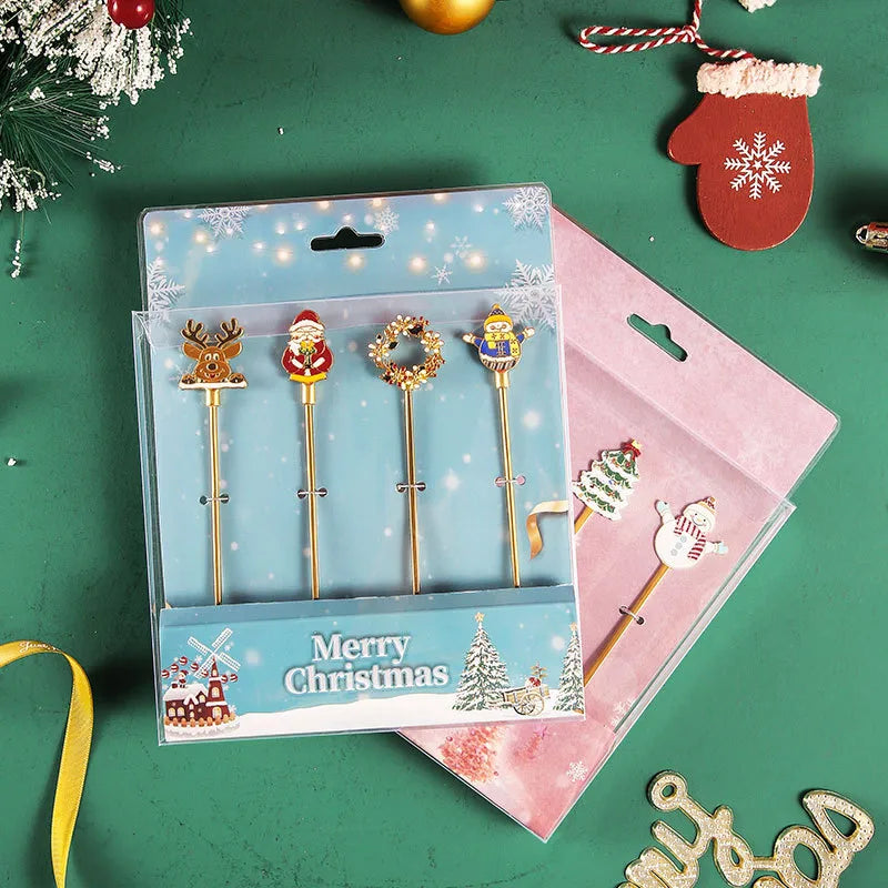 Christmas Cute Cartoon 304 Stainless Steel Spoon Fruit Fork 1 Piece 1 Set