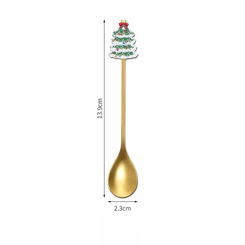 Christmas Cute Cartoon 304 Stainless Steel Spoon Fruit Fork 1 Piece 1 Set