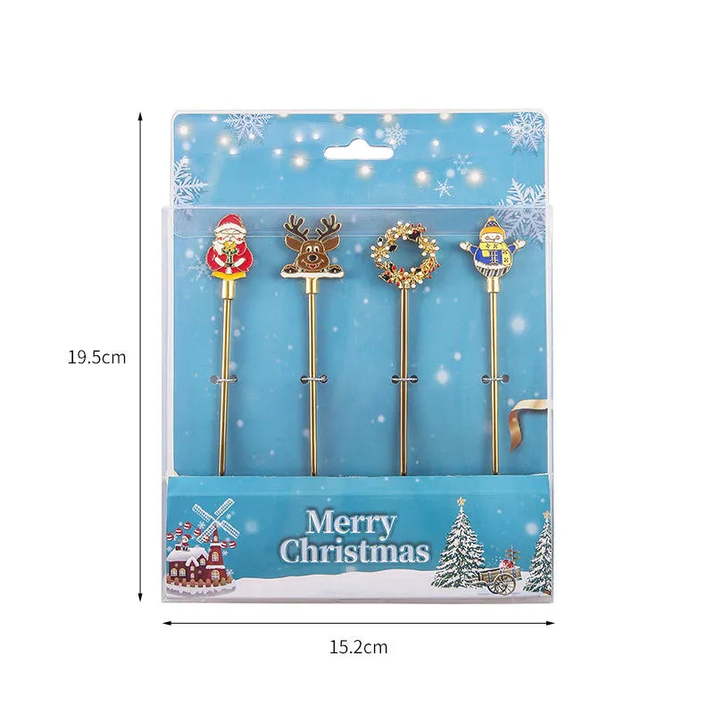 Christmas Cute Cartoon 304 Stainless Steel Spoon Fruit Fork 1 Piece 1 Set