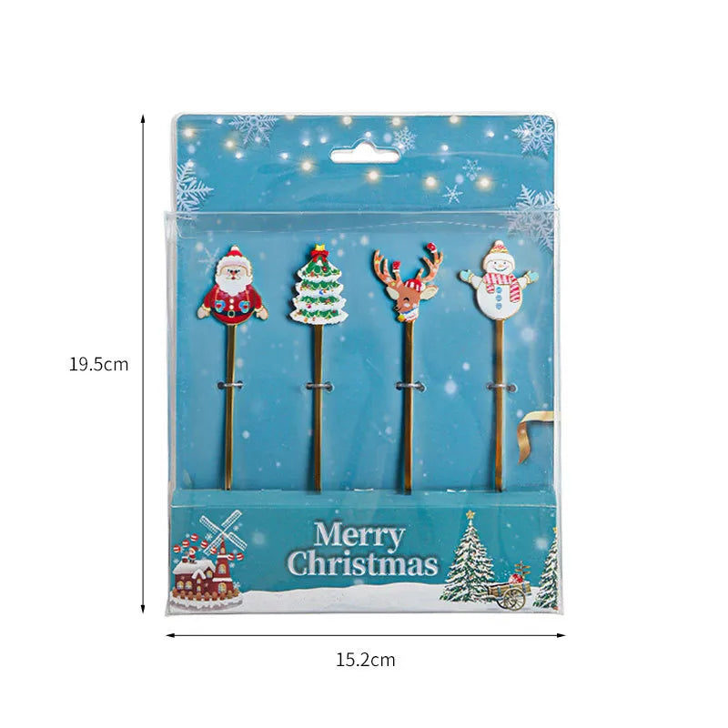 Christmas Cute Cartoon 304 Stainless Steel Spoon Fruit Fork 1 Piece 1 Set