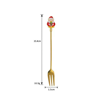 Christmas Cute Cartoon 304 Stainless Steel Spoon Fruit Fork 1 Piece 1 Set