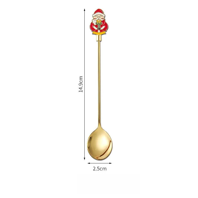 Christmas Cute Cartoon 304 Stainless Steel Spoon Fruit Fork 1 Piece 1 Set