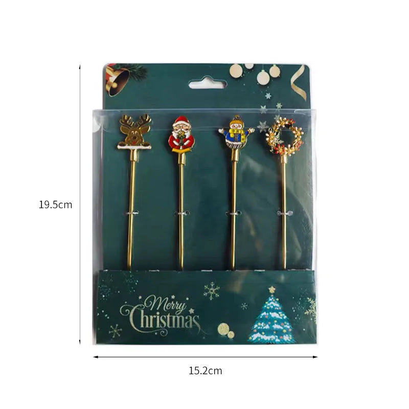 Christmas Cute Cartoon 304 Stainless Steel Spoon Fruit Fork 1 Piece 1 Set