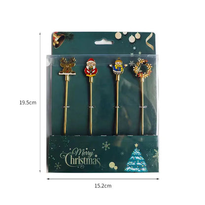 Christmas Cute Cartoon 304 Stainless Steel Spoon Fruit Fork 1 Piece 1 Set