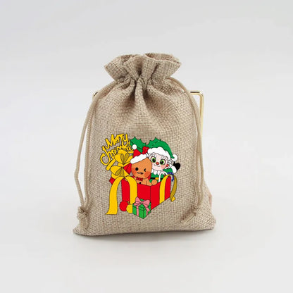 Christmas Cute Cartoon Snowman Elk Imitation Linen Party Gift Bags