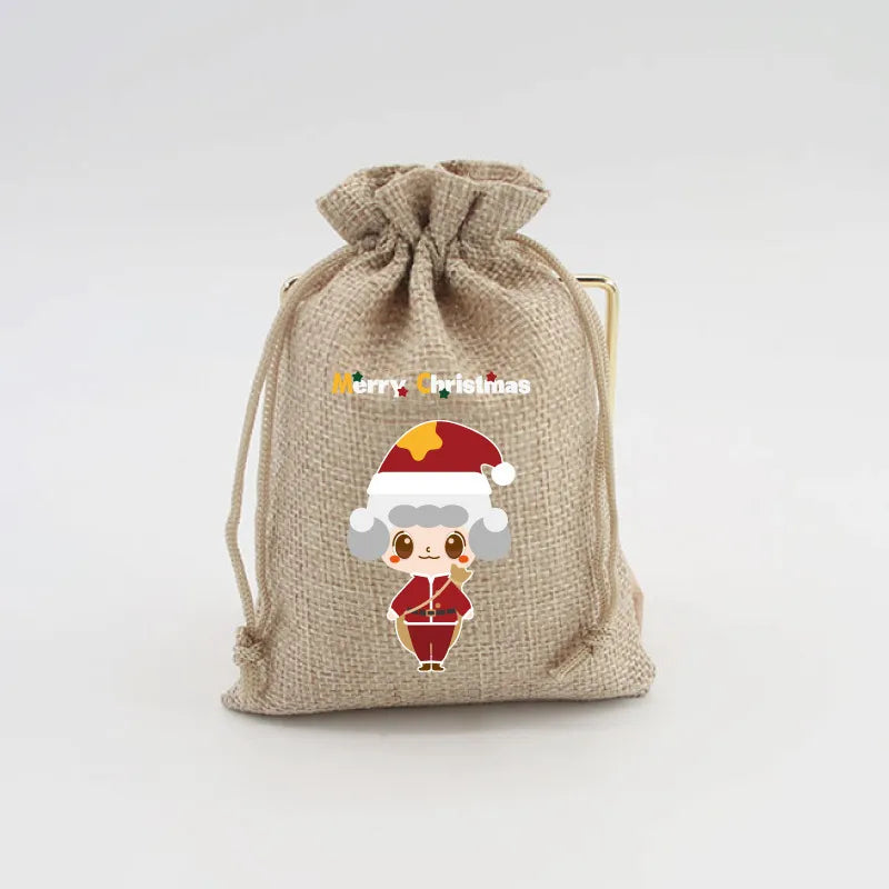 Christmas Cute Cartoon Snowman Elk Imitation Linen Party Gift Bags