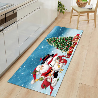 Christmas Cute Christmas Tree Santa Claus Snowman Flannel Fabric