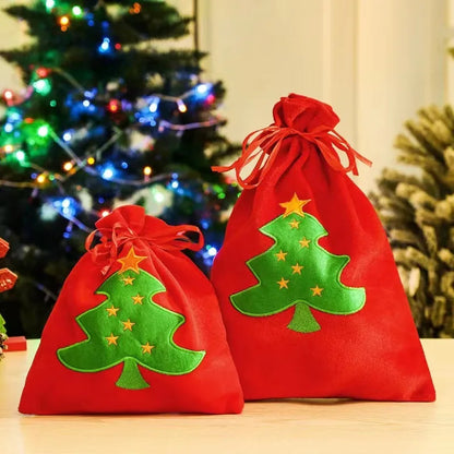 Christmas Cute Christmas Tree Santa Claus Snowman Gold Velvet Party Gift Bags