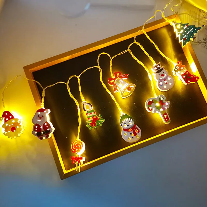 Christmas Cute Christmas Tree Santa Claus Wrought Iron Indoor Party Festival String Lights