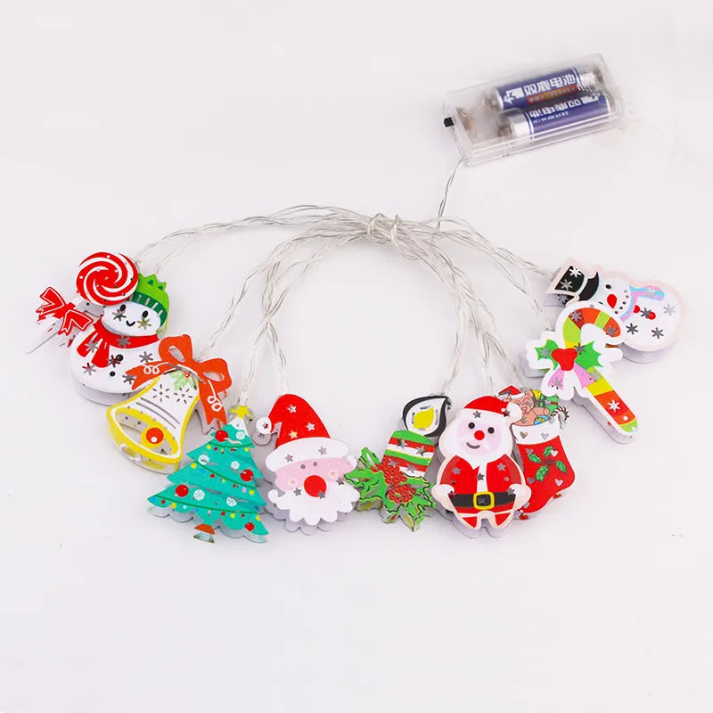 Christmas Cute Christmas Tree Santa Claus Wrought Iron Indoor Party Festival String Lights