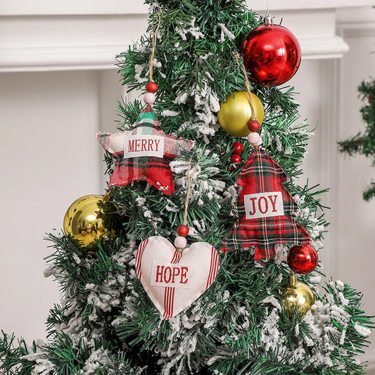 Christmas Cute Christmas Tree Star Heart Shape Cloth Party Festival Hanging Ornaments