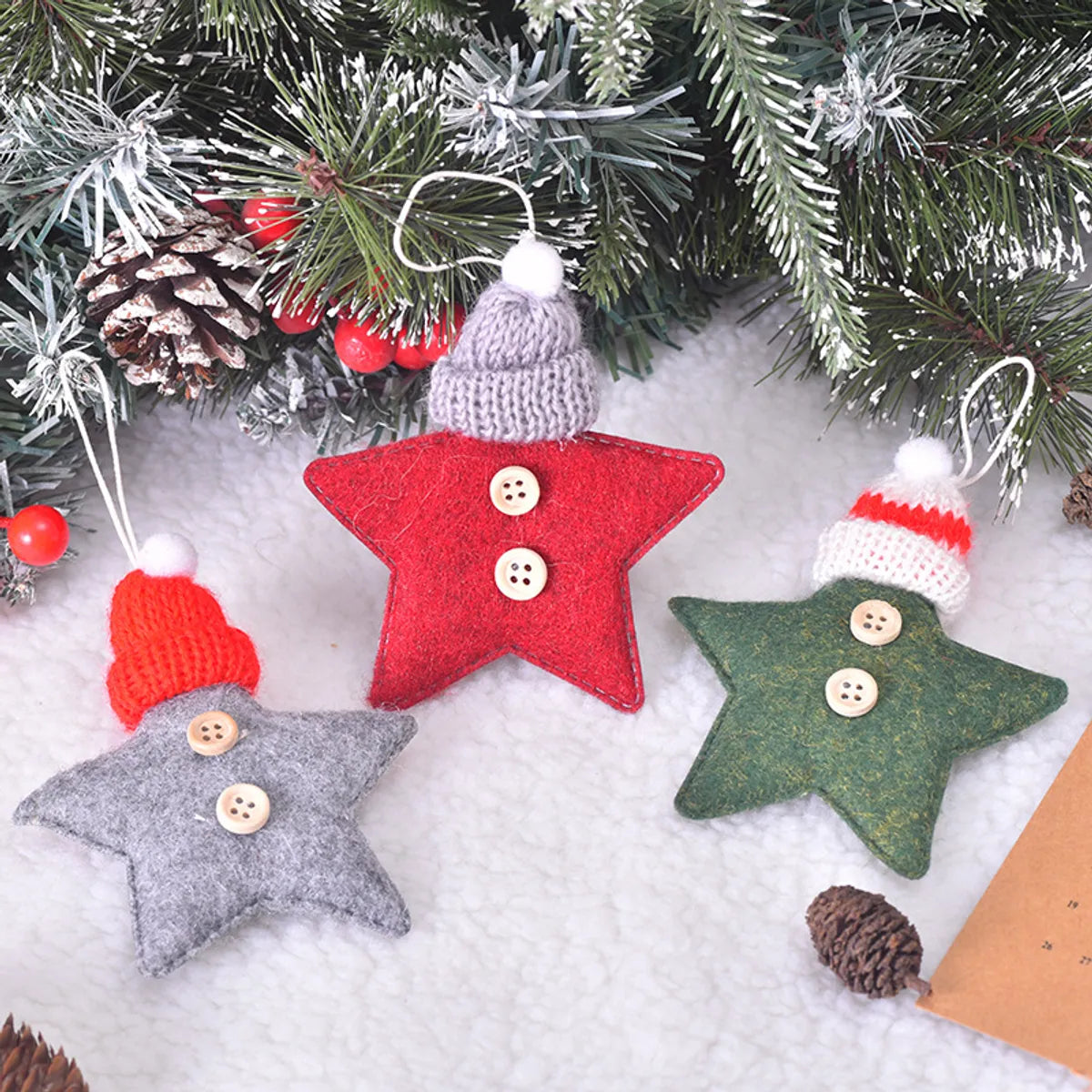 Christmas Cute IG Style Christmas Hat Star Nonwoven Party Festival Hanging Ornaments