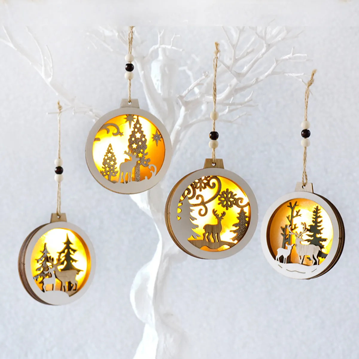 Christmas Cute IG Style Christmas Tree Elk Wood Party Festival Hanging Ornaments