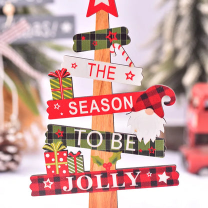 Christmas Cute IG Style Christmas Tree Letter Wood Party Festival Ornaments