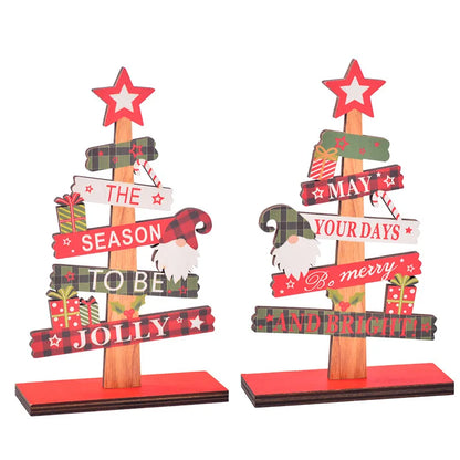 Christmas Cute IG Style Christmas Tree Letter Wood Party Festival Ornaments