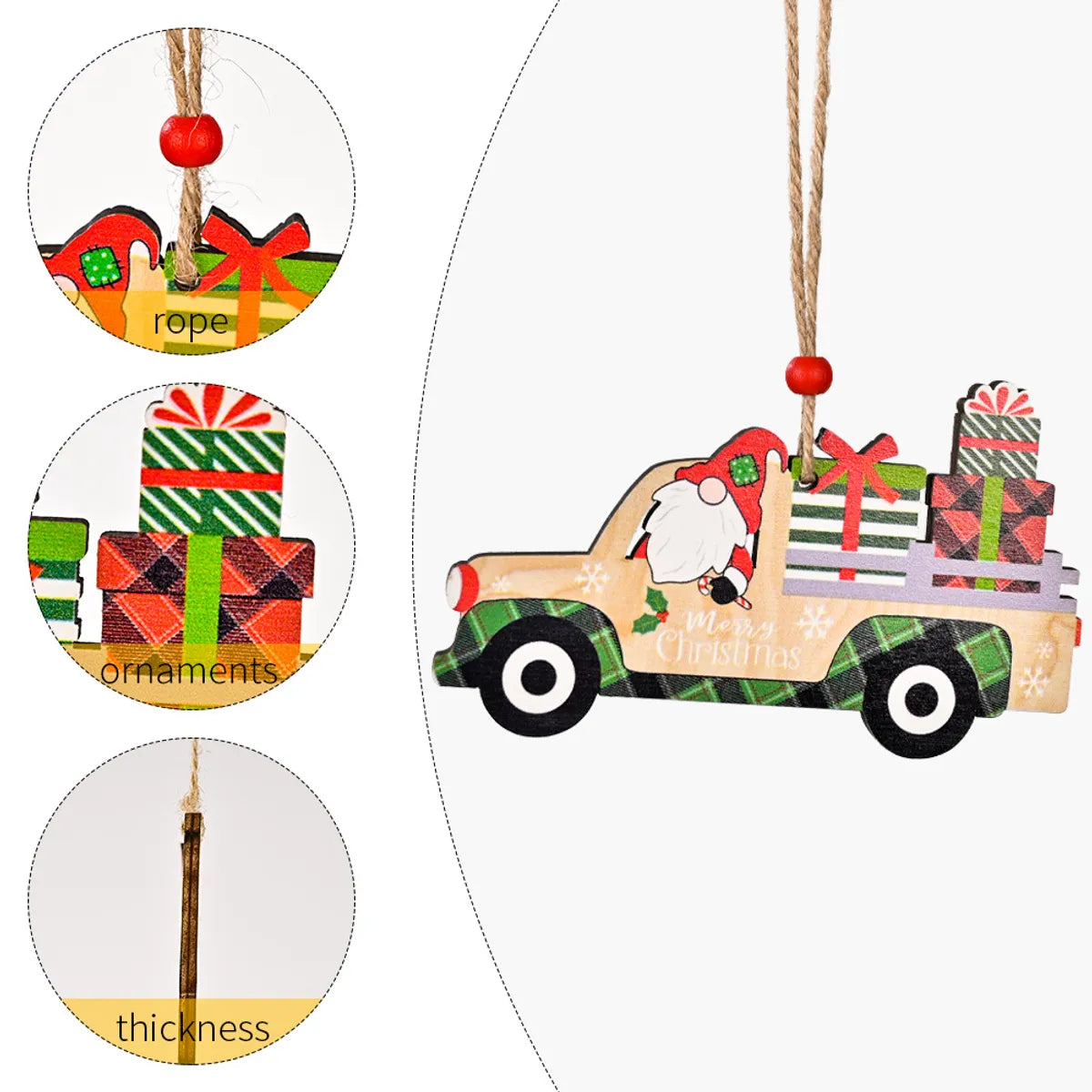 Christmas Cute Letter Car Wood Daily Festival Hanging Ornaments