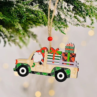 Christmas Cute Letter Car Wood Daily Festival Hanging Ornaments