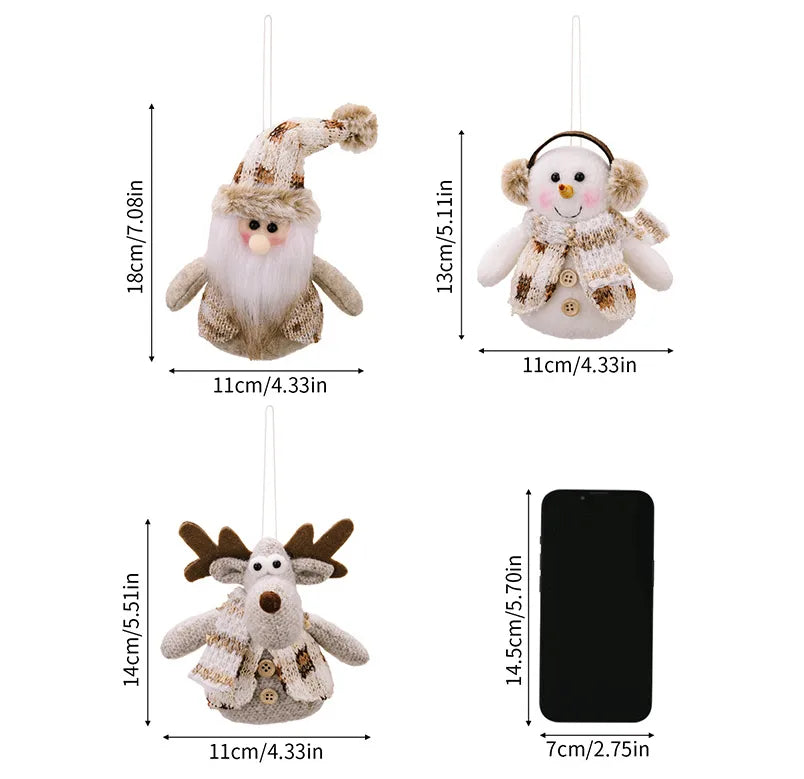 Christmas Cute Modern Style Santa Claus Snowman Nonwoven Party Festival Doll Hanging Ornaments Decorative Props