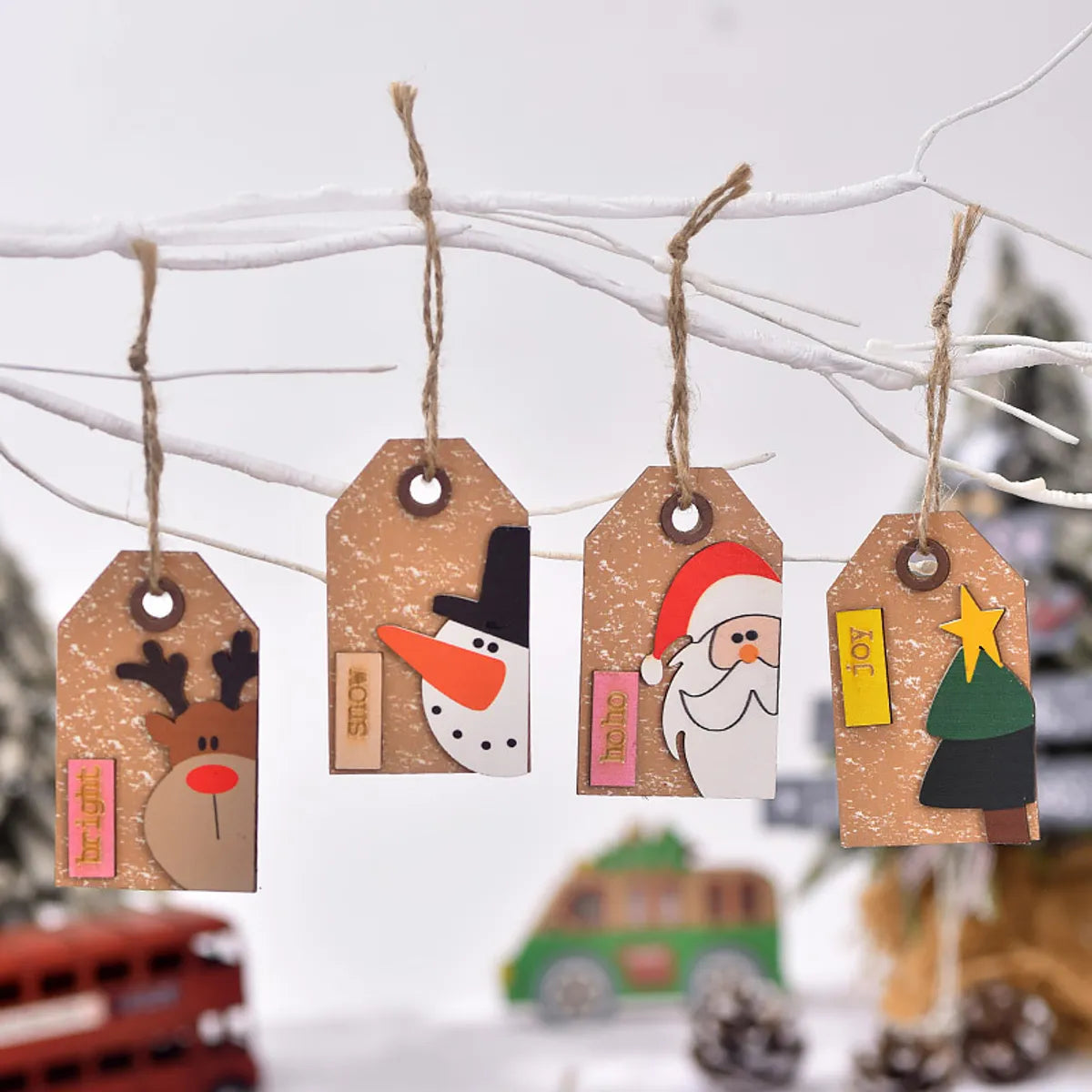 Christmas Cute Santa Claus Angel Snowman Wood Party Festival Hanging Ornaments