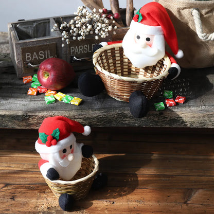 Christmas Cute Santa Claus Cloth Bamboo Party Candy Jar 1 Piece