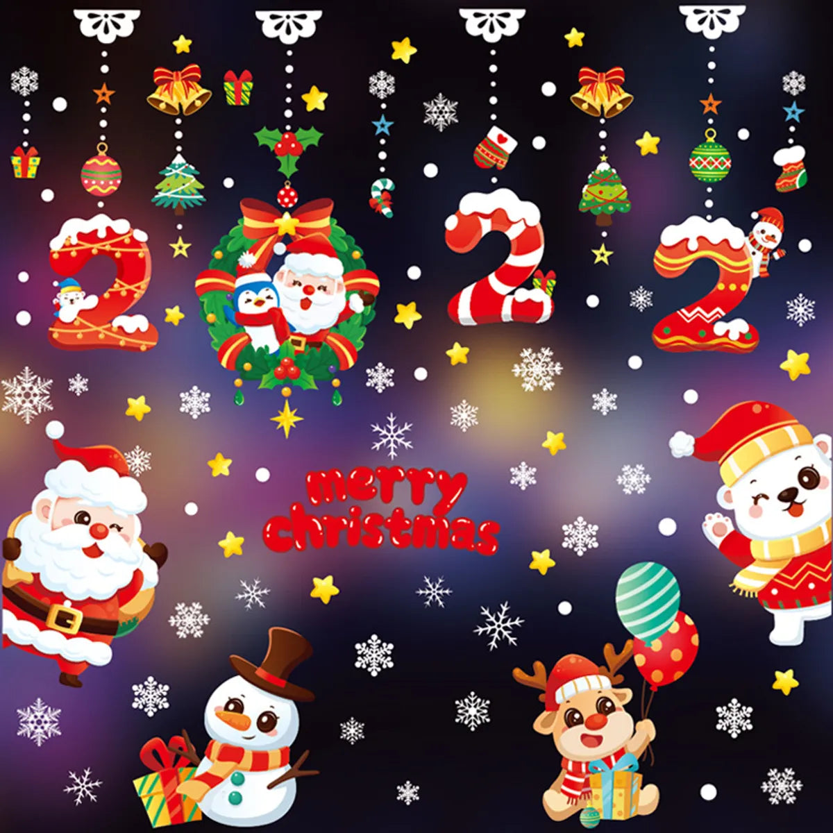 Cute Santa Claus Pvc Wall Sticker Wall Art