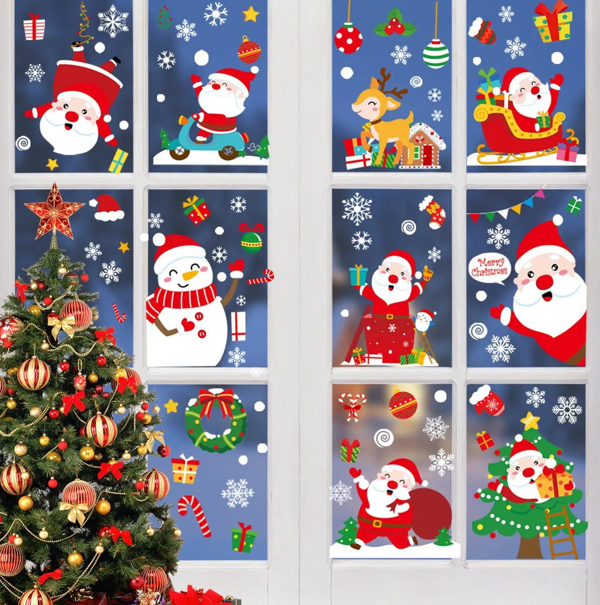 Cute Santa Claus Pvc Wall Sticker Wall Art