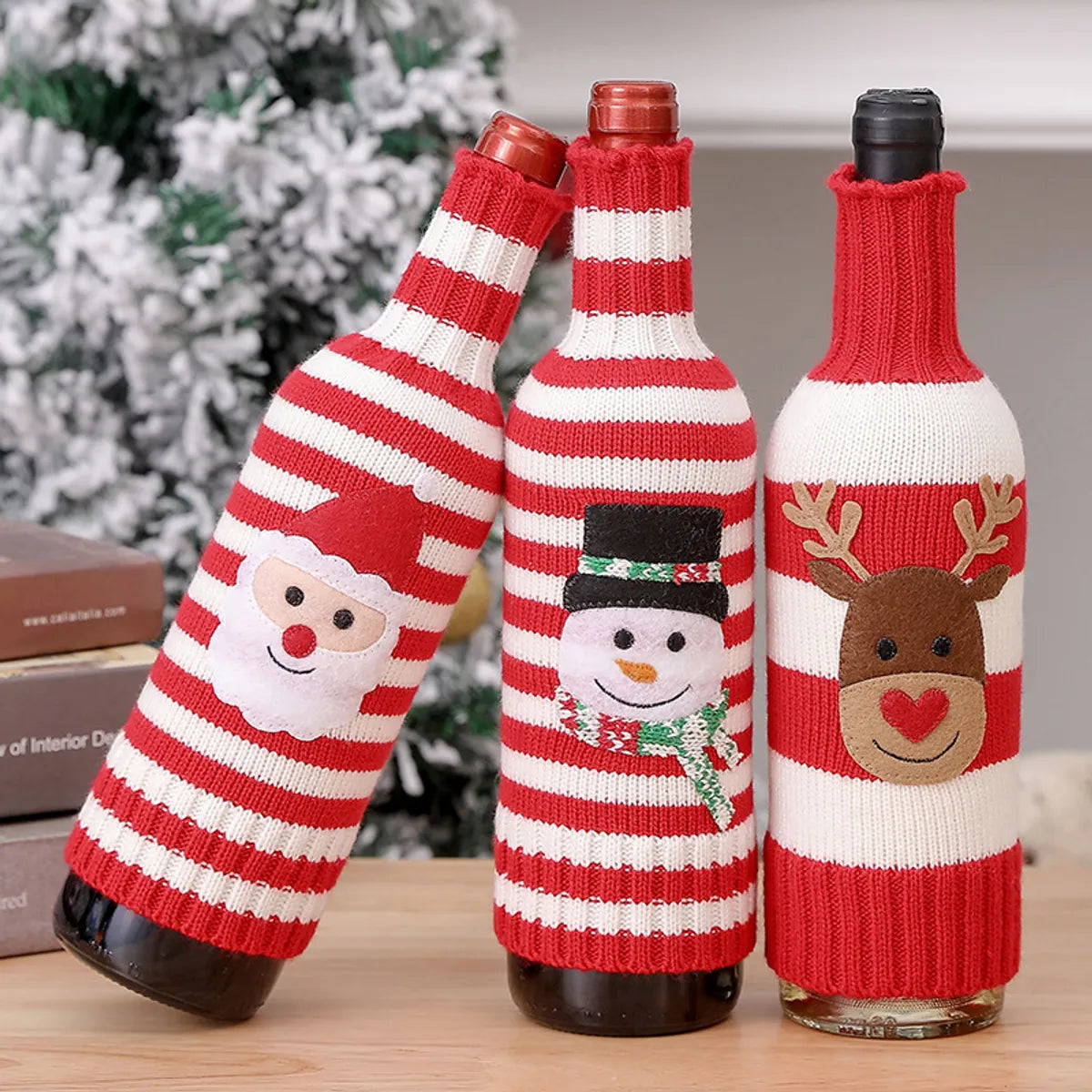 Christmas Cute Santa Claus Snowman Elk Acrylic Family Gathering Bottle Cover