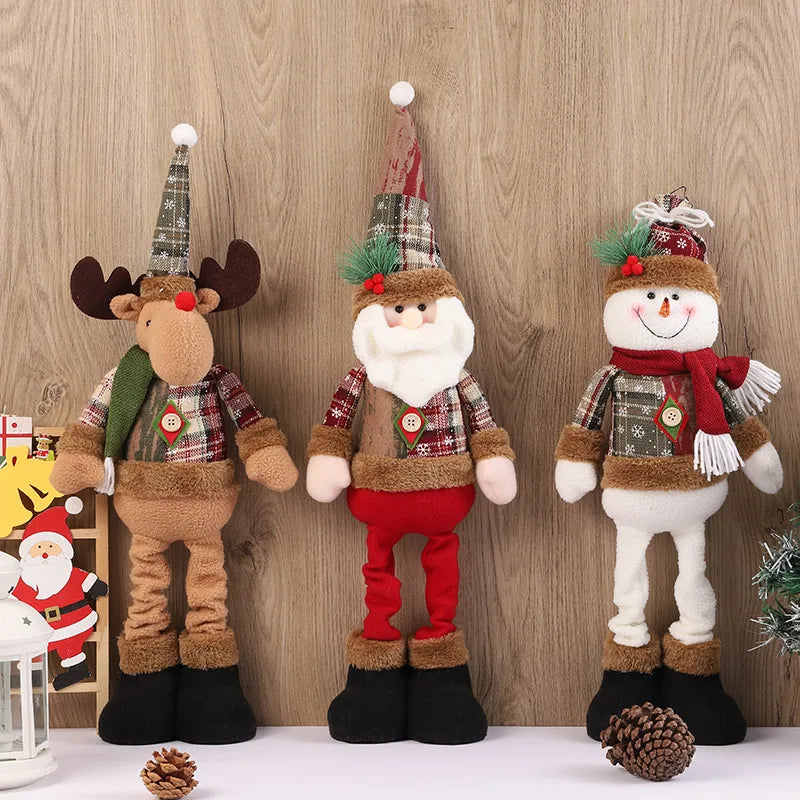 Christmas Cute Santa Claus Snowman Elk Cloth Party Doll Ornaments